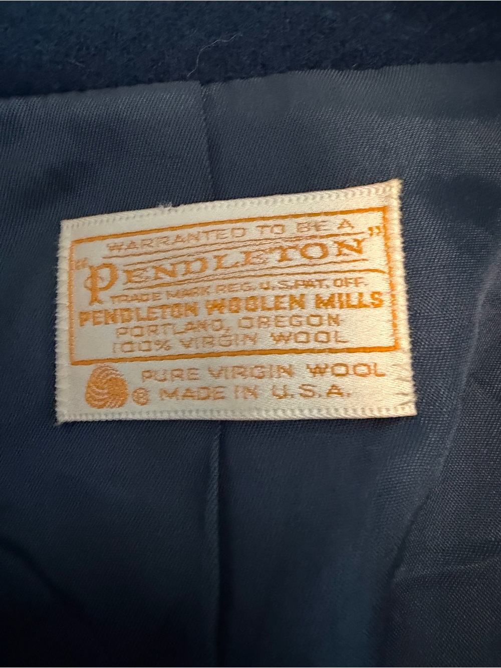 Vintage Pendleton 100% Pure Virgin Wool Cropped Blazer Jacket Navy Blue Size 14 - Picture 3 of 4